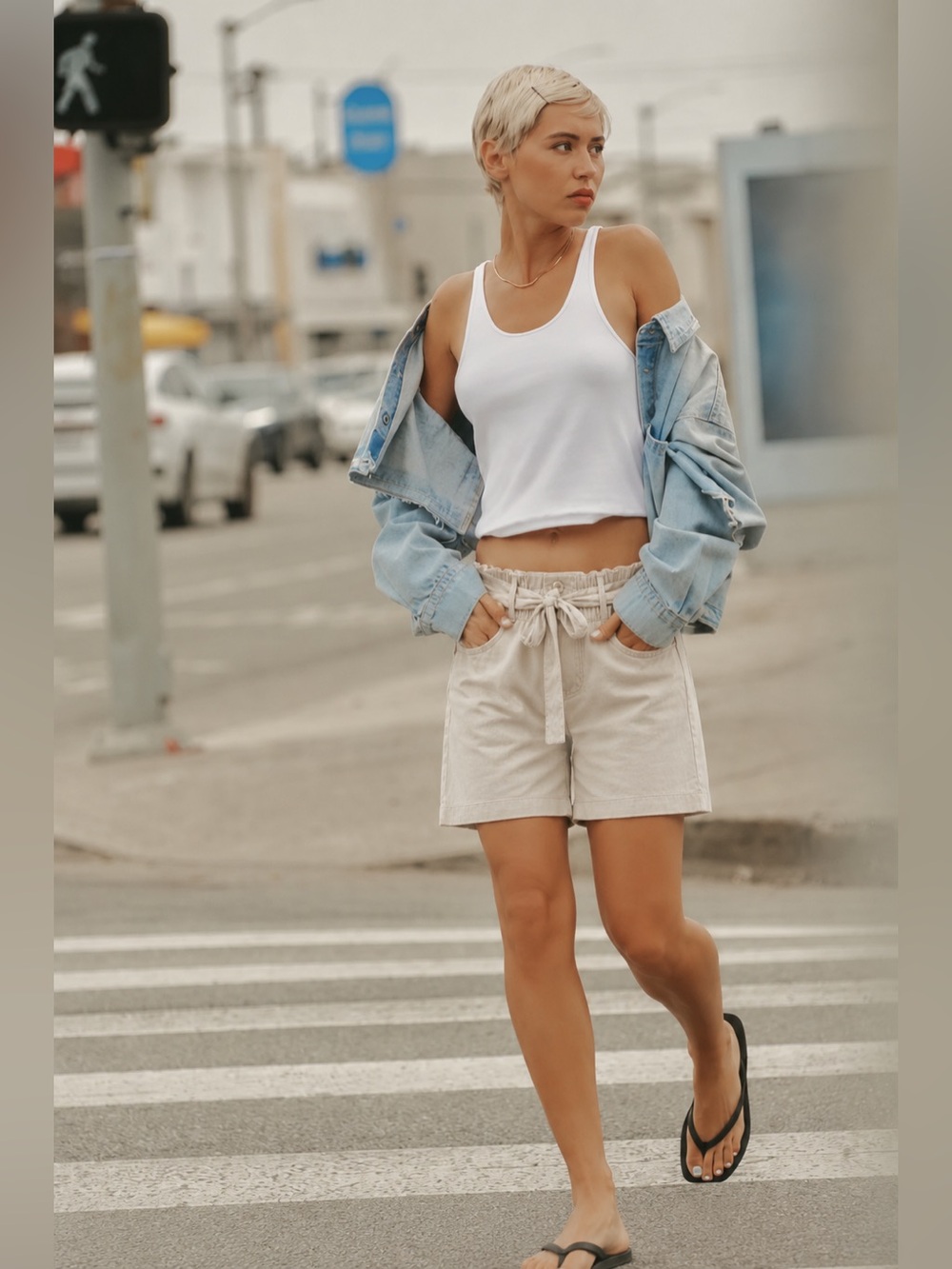 Joe Fresh Cream Drawstring Bermuda Shorts